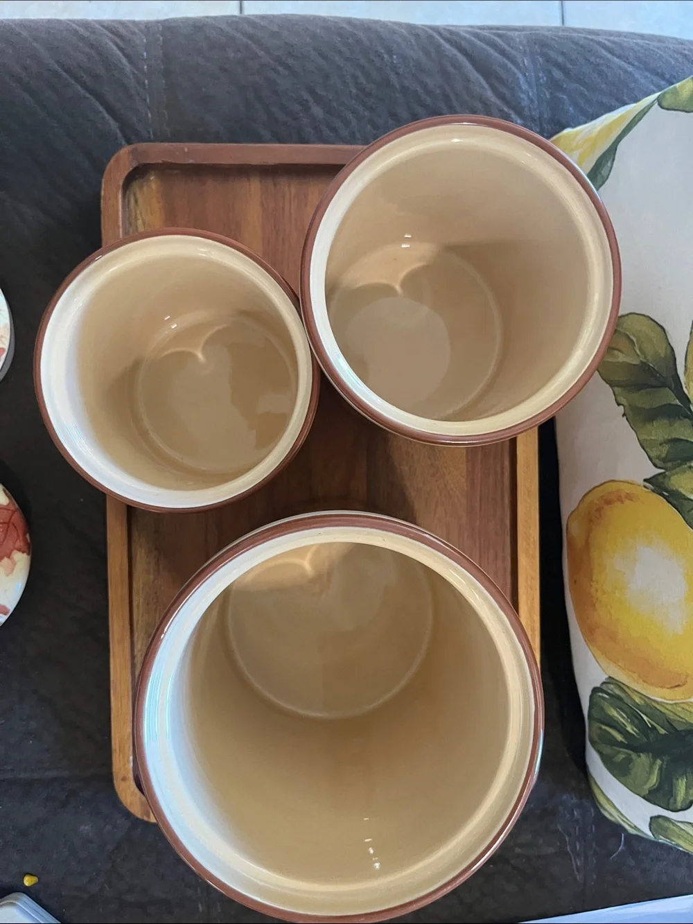 Pier 1 Cream Ceramic Canister Set with a fall theme